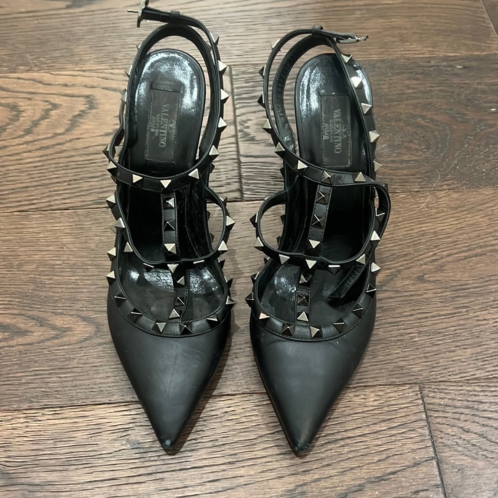 Valentino black rock-stud heels